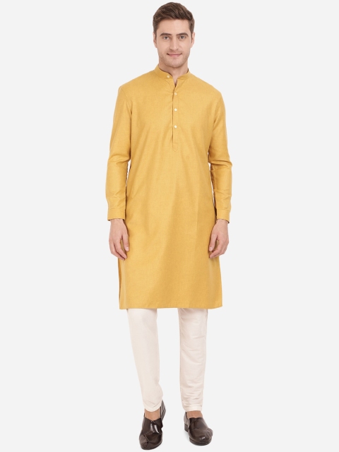 

Modi Kurta Men Mustard Yellow Pure Cotton Kurtas