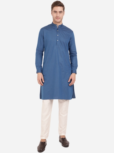 

Modi Kurta Men Blue Solid Pure Cotton Kurtas