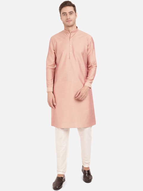 

Modi Kurta Men Pink Solid Cotton Kurtas