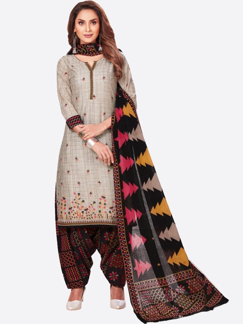 

SALWAR STUDIO Women Grey Ethnic Motifs Pure Cotton Kurta with Patiala & With Dupatta