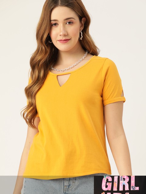 

DressBerry Women Pack of 2 Pure Cotton T-shirts, Mustard