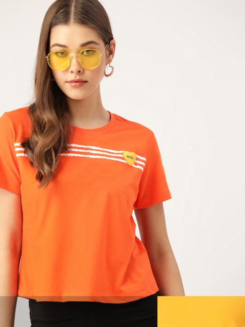 

DressBerry Women Pack of 2 Pure Cotton T-shirts, Mustard