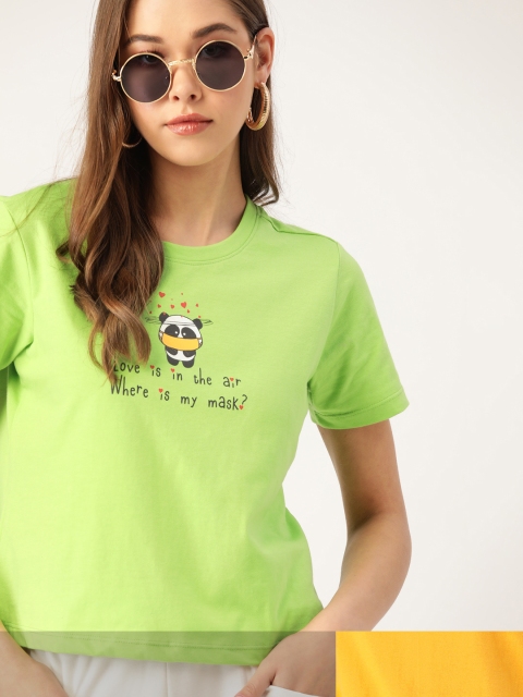 

DressBerry Women Pack of 2 Pure Cotton T-shirts, Mustard