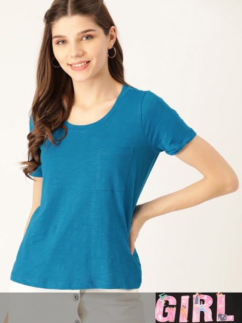 

DressBerry Women Pack of 2 Pure Cotton T-shirts, Teal