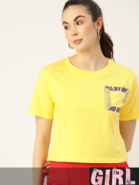 

DressBerry Women Pack of 2 Pure Cotton T-shirts, Yellow
