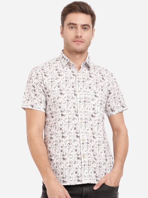 

Greenfibre Men White Slim Fit Printed Casual Shirt