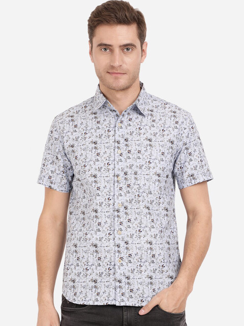 

Greenfibre Men Blue Slim Fit Floral Printed Casual Shirt