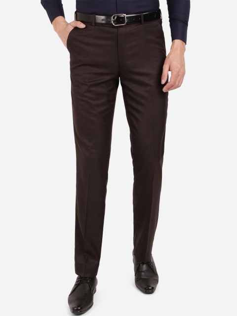 

Greenfibre Men Brown Solid Regular-Fit Formal Trousers