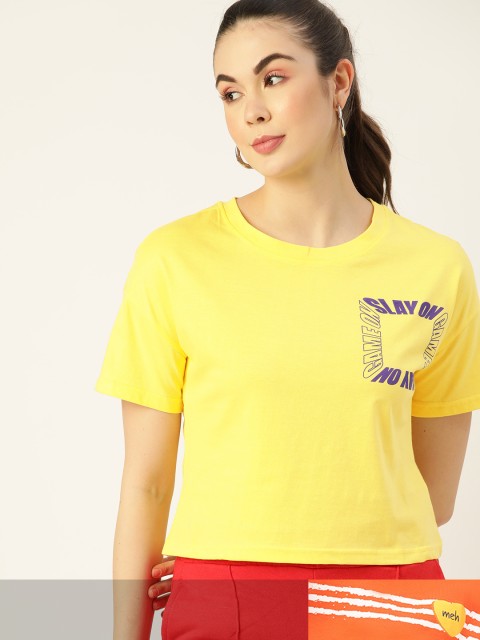 

DressBerry Women Pack of 2 Pure Cotton T-shirts, Yellow