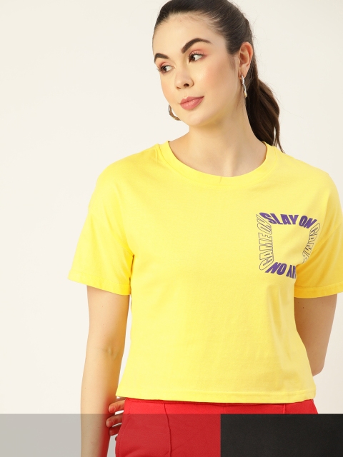 

DressBerry Women Pack of 2 T-shirts, Yellow