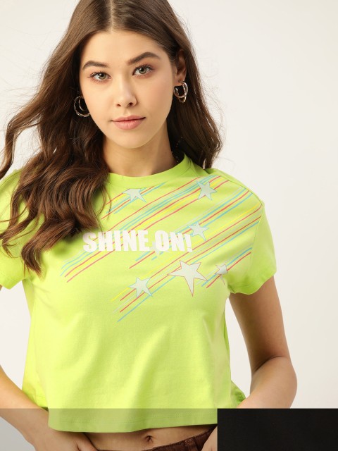 

DressBerry Women Pack of 2 T-shirts, Fluorescent green