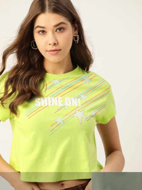 

DressBerry Women Pack of 2 T-shirts, Fluorescent green