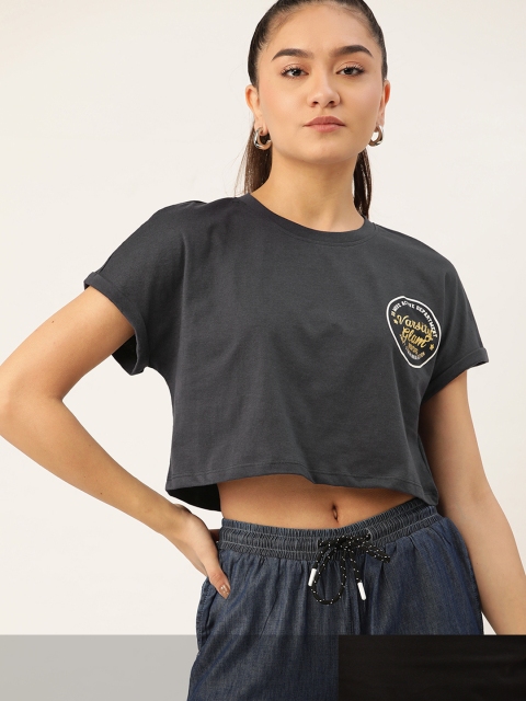 

DressBerry Women Pack of 2 Solid T-Shirts, Black
