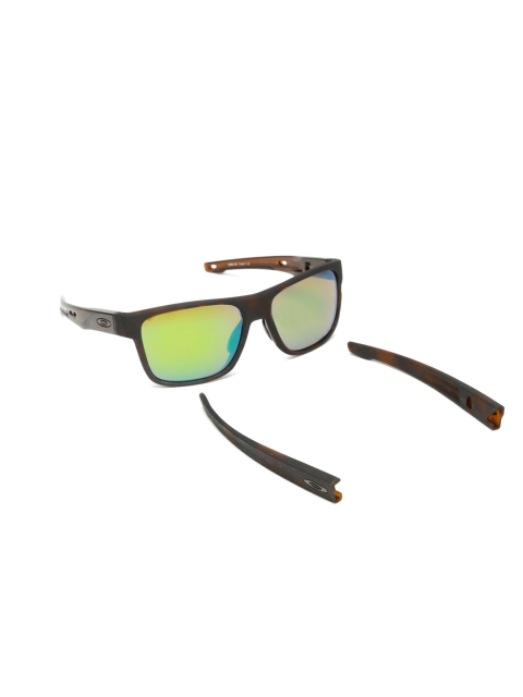 

OAKLEY Men Mirrored Rectangle Sunglasses 0OO936193611057, Green