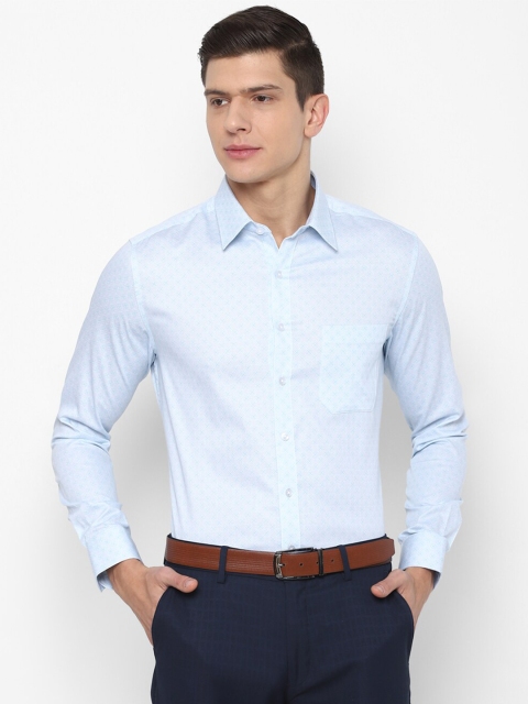 

Louis Philippe Men Blue Micro Ditsy Printed Slim Fit Cotton Formal Shirt