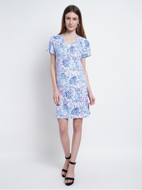 

WESTCLO White Floral A-Line Dress