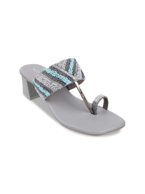 

Mochi Grey Embellished Block Sandals
