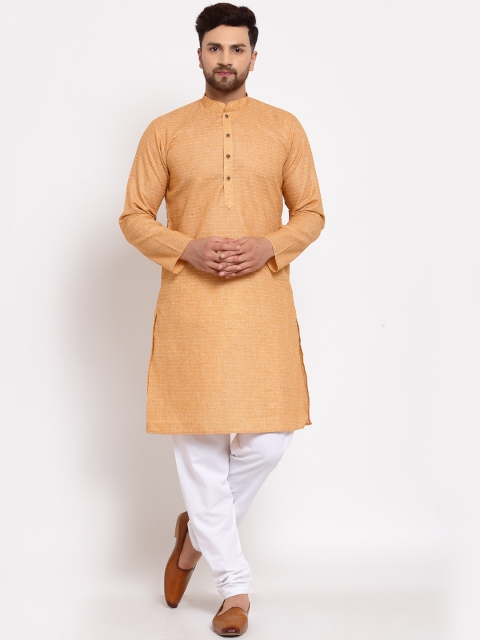 

MOHANLAL SONS Men Mustard Yellow & White Kurta with Pyjamas