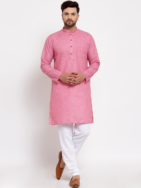 

MOHANLAL SONS Men Pink & White Kurta with Pyjamas