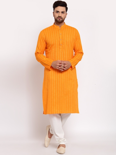 

MOHANLAL SONS Men Orange Pure Cotton Kurta with Pyjamas