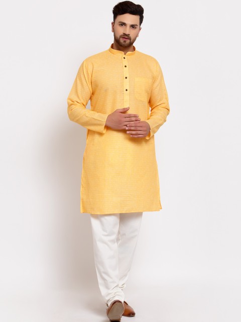 

MOHANLAL SONS Men Yellow & Off White Kurta with Churidar