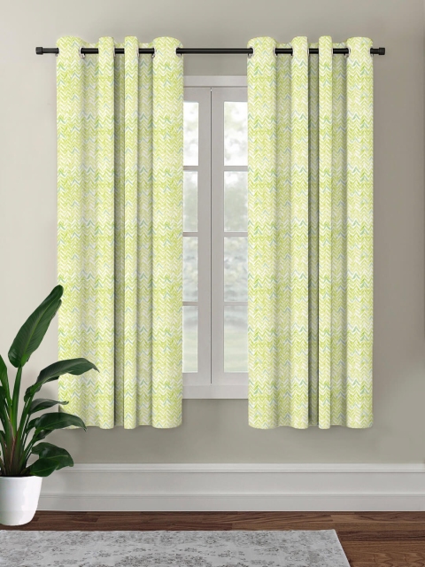 

HOUZZCODE Green Geometric Single Black Out Window Curtain