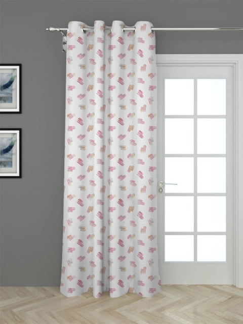 

HOUZZCODE Maroon & White Black Out Door Curtain