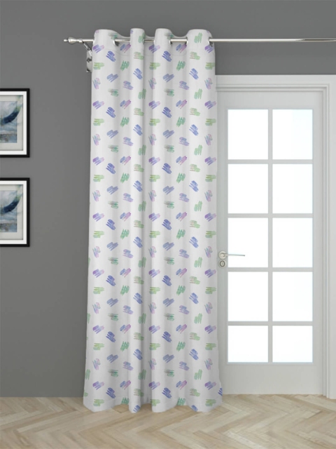 

HOUZZCODE Blue & White Black Out Long Door Curtain