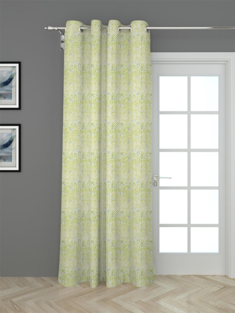 

HOUZZCODE Green & White Black Out Long Door Curtain