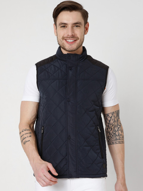 

Mufti Men Navy Blue Solid Outdoor Quilted Jacket