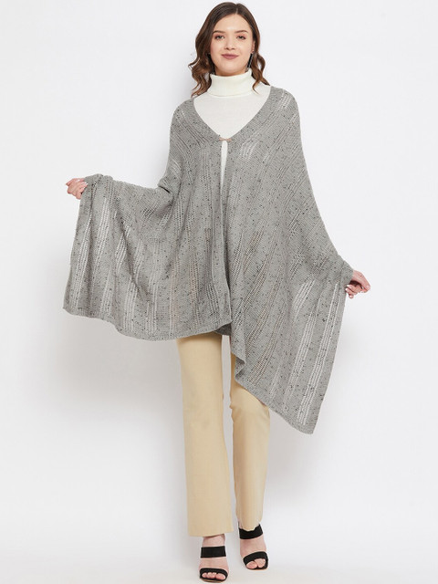 

Rosso Milano Women Grey Solid Knitted Shawl