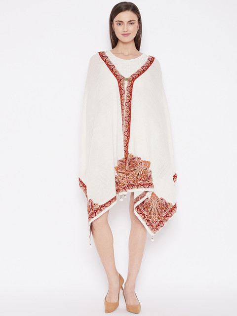 

Rosso Milano Women White & Brown Woven Design Shawl