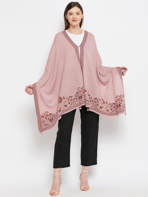 

Rosso Milano Women Pink Printed Woolen Knitted Shawl