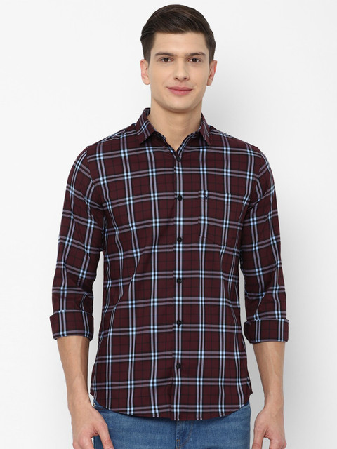 

Allen Solly Men Maroon & Blue Slim Fit Tartan Checked Casual Shirt