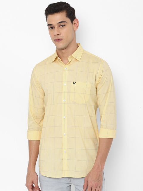 

Allen Solly Men Yellow Slim Fit Windowpane Checks Checked Casual Shirt