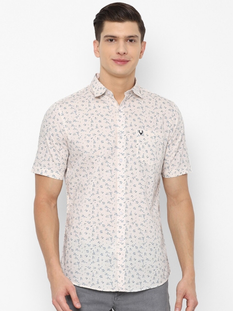 

Allen Solly Men Cream-Coloured Slim Fit Printed Casual Shirt