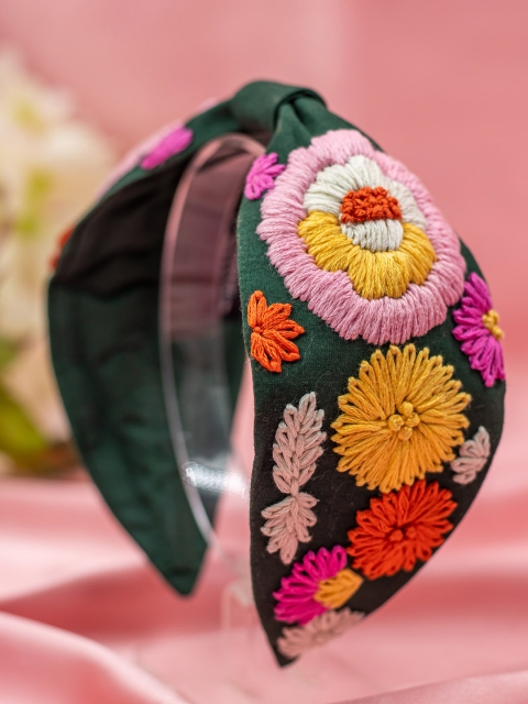 

Bellofox Women Green & Red Embroidered Hairband