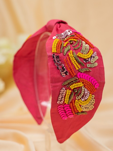 

Bellofox Women Pink & Yellow Embellished Hairband