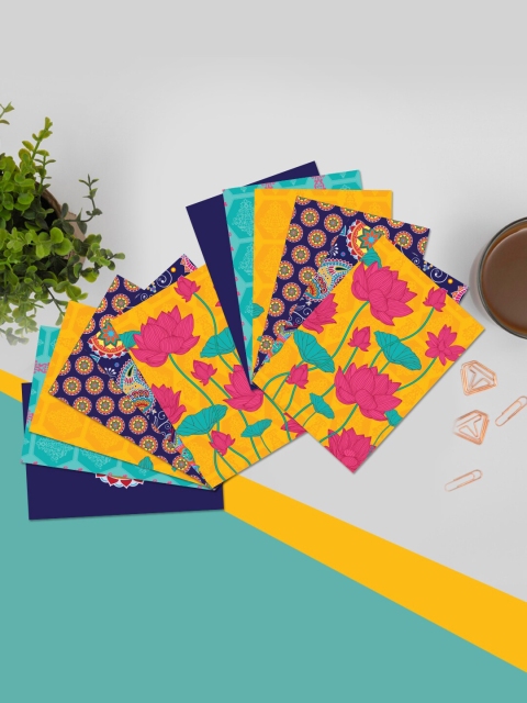

Doodle Ethnic Blooms Orange and Navy blue Set of 24 Notecards With Envelope