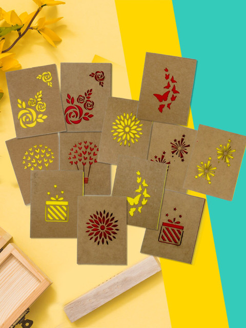 

Doodle Brown & Red Set of 24 Bright Notes Notecards With Envelope, Multi