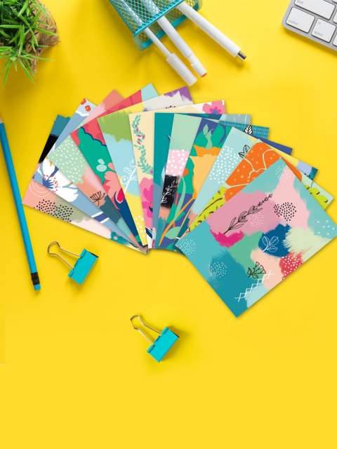 

Doodle Set Of 24 Printed Notecards With Envelopes, Blue