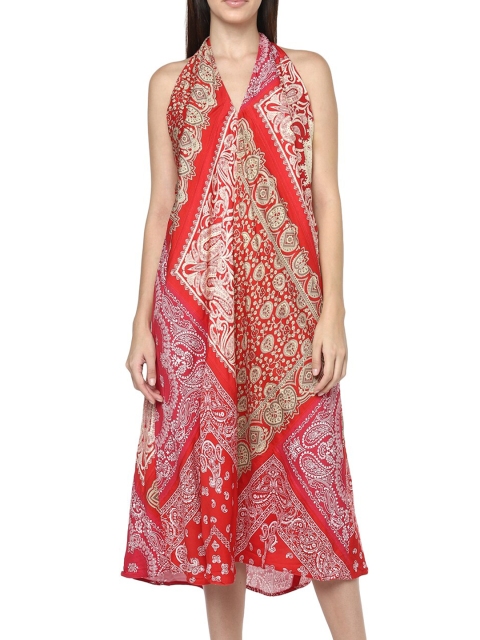 

Polo Ralph Lauren Red Ethnic Motifs Halter Neck Maxi Dress