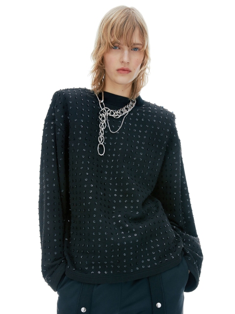 

H&M Black Sequined Cotton Sweatshirt