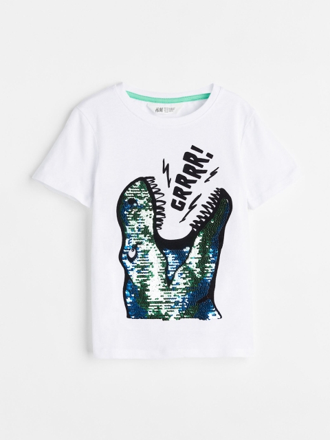 

H&M Boys White & Multicoloured Interactive-Motif T-Shirt