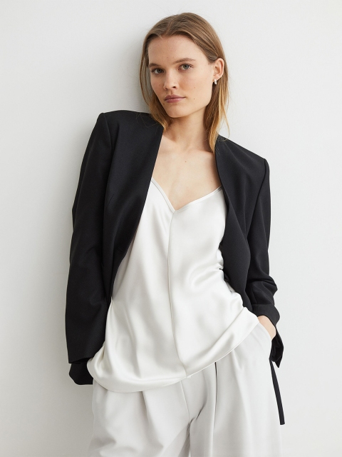 

H&M White Solid Satin Top