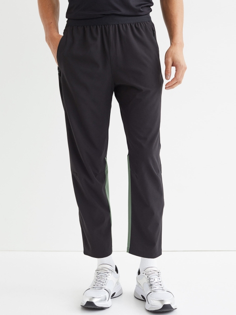 

H&M Men Black Cropped Running Trousers