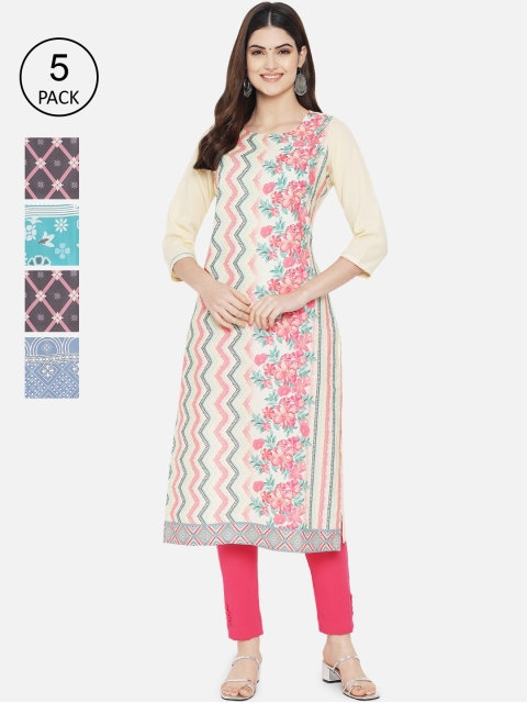 

Ethnic basket Women Multicoloured Geometric Printed Mirror Work Crepe Kurta, Multi