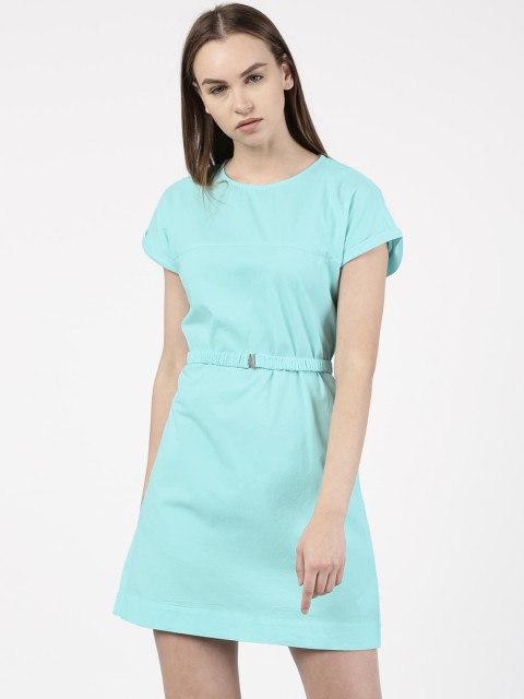 

ether Women Blue Solid A-Line Dress