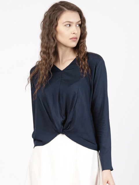 

ether Women Navy Solid Top, Navy blue