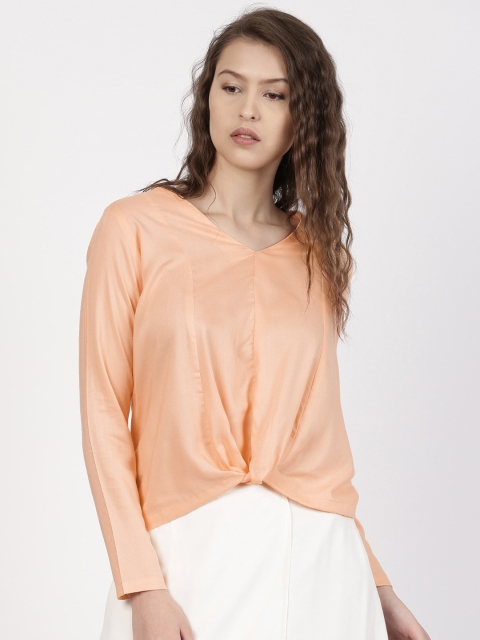 

ether Women Peach-Coloured Solid Top